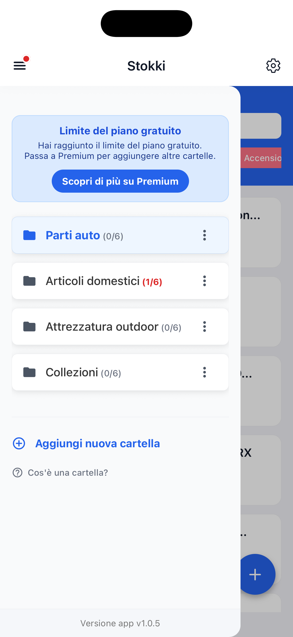Schermata lista cartelle